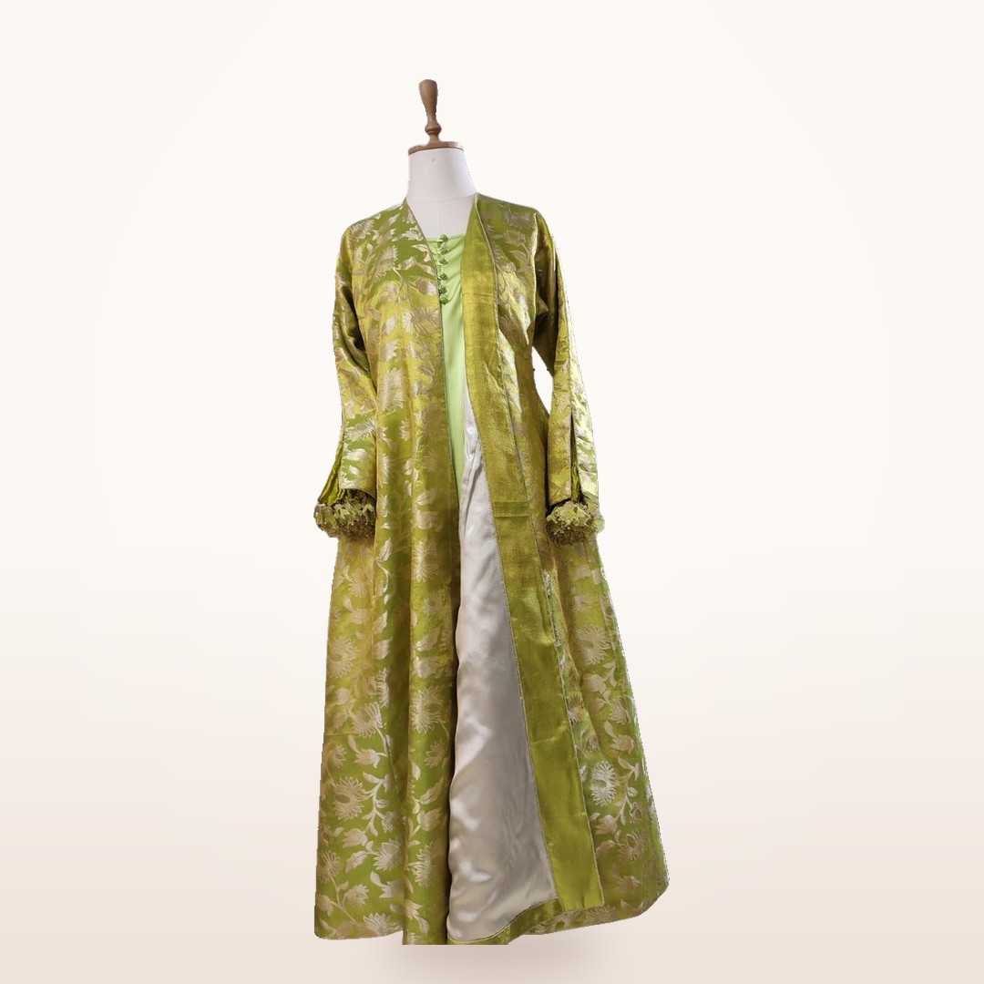 Fıstık yeşili brokar kaftan
